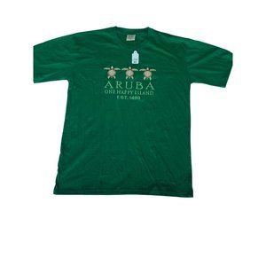 Aruba Embroidered Turtle T-Shirt XL Green New with Tags Combed Cotton India